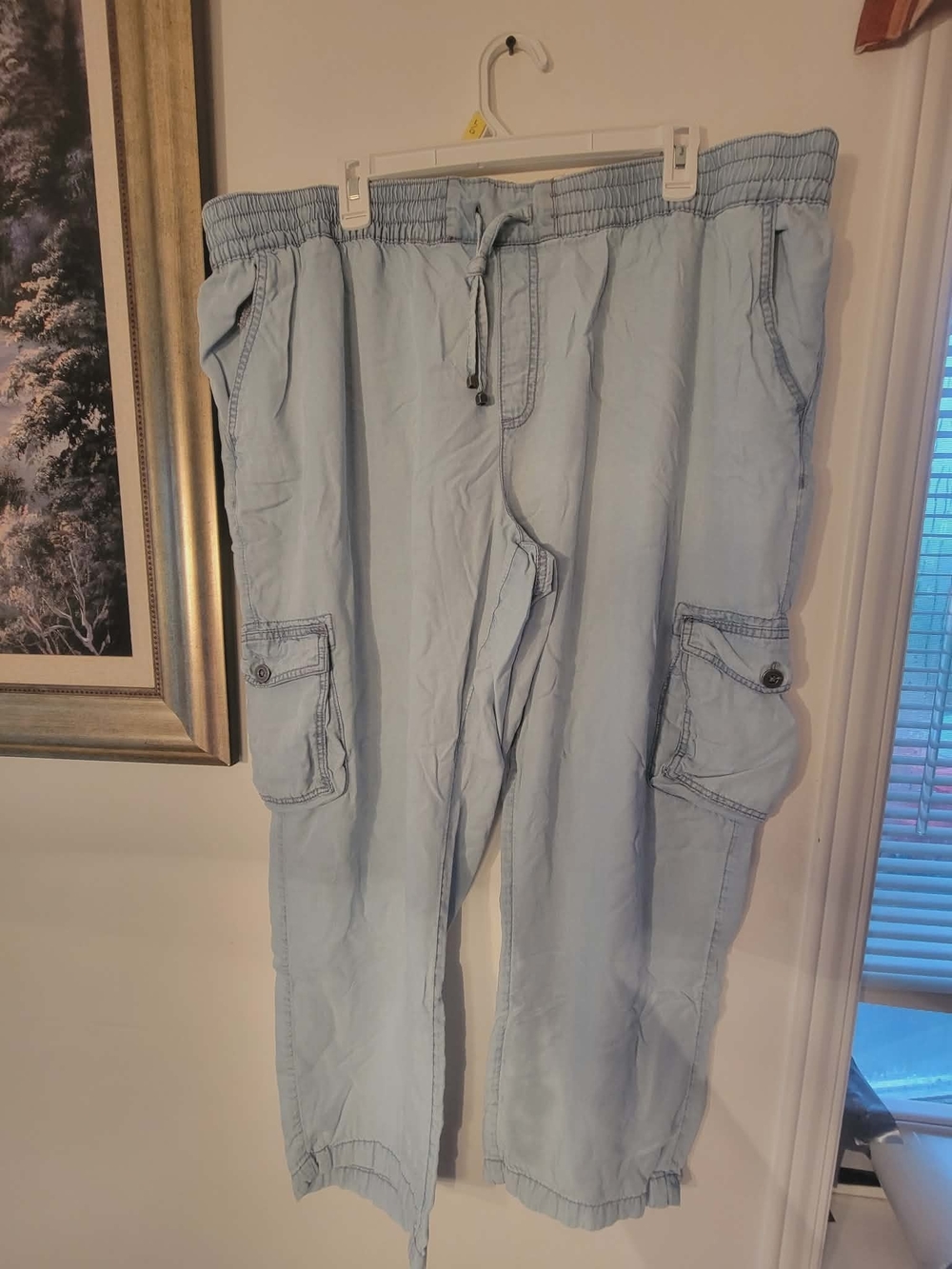 Light Blue Cargo Drawstring Pants